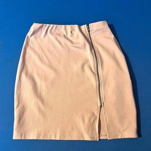 Charlotte Russe Mauve Pink Purple Mini Skirt Size Small S Zip Front Stretch NEW